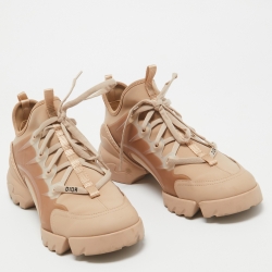 Pre Owned Dior Beige Fabric and PVC D-Connect Low Top Sneakers Size 41