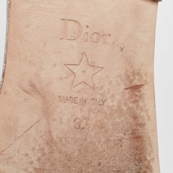 Pre Owned Dior Grey/Off White Embroidered Canvas Dway Flat Slides Size 37