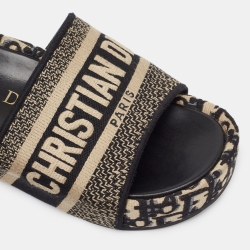 مملوكة مسبقًا Dior Black/White Oblique Canvas D-Way Platform Slide Sandals Size 35