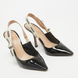 Pre Owned Dior Black Patent Leather J'adior Slingback Pumps Size 39