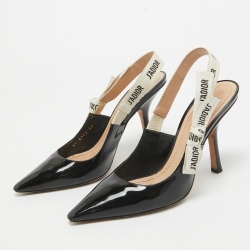 Pre Owned Dior Black Patent Leather J'adior Slingback Pumps Size 39