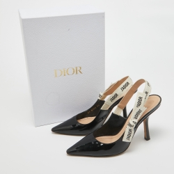 Pre Owned Dior Black Patent Leather J'adior Slingback Pumps Size 39