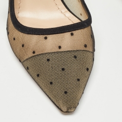 Pre Owned Dior Black Polka Dot Mesh and Suede J'adior Slingback Pumps Size 38