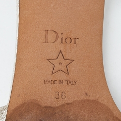 مملوكة مسبقًا Dior Gold/White Embroidered Canvas Dway Slide Sandals Size 36