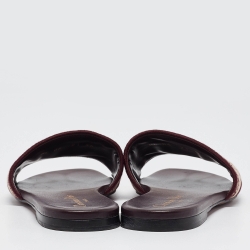 Pre Owned Dior Burgundy/Beige Canvas Dway Flat Slides Size 36