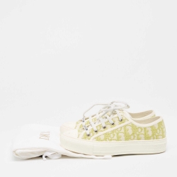 Pre Owned Dior Green Oblique Embroidered Canvas Walk'n'Dior Sneakers Size 36.5