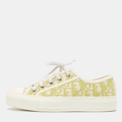 Pre Owned Dior Green Oblique Embroidered Canvas Walk'n'Dior Sneakers Size 36.5