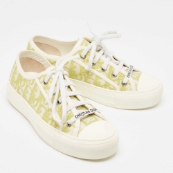 Pre Owned Dior Green Oblique Embroidered Canvas Walk'n'Dior Sneakers Size 36.5