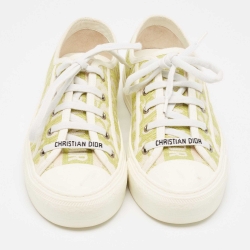 Pre Owned Dior Green Oblique Embroidered Canvas Walk'n'Dior Sneakers Size 36.5
