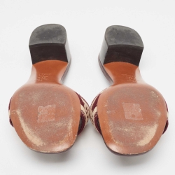 Pre Owned Dior Burgundy/Cream Embroidered Canvas Dway Slide Sandals Size 38