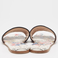 مملوكة مسبقًا Dior Tricolor Embroidered Canvas Dway Flat Slides Size 38