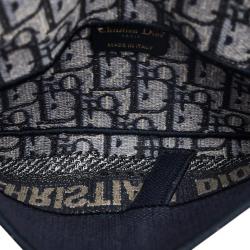 Pre Owned Dior Blue Oblique Saddle Slim Belt Pouch