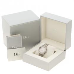 مملوكة مسبقًا Dior White Stainless Steel Christal Women's Wristwatch 39 mm