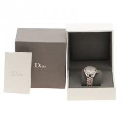 مملوكة مسبقًا Dior Pink Mother of Pearl Diamond Studded Stainless Steel Christal Women's Wristwatch 33 mm