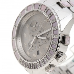 Dior Grey Stainless Steel Diamond Studded Pink Sapphire Stainless Steel Christal CD114315 Women's Wristwatch 39 mm
