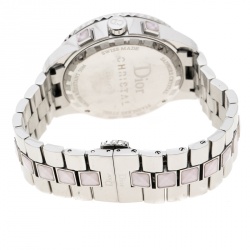 Dior Grey Stainless Steel Diamond Studded Pink Sapphire Stainless Steel Christal CD114315 Women's Wristwatch 39 mm