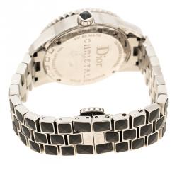 Pre Owned Dior Black Stainless Steel Diamond Christal Women's Wristwatch 33 mm