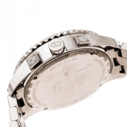 Pre Owned Dior White Stainless Steel Christal CD114311 Women's Wristwatch 38 mm