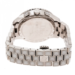 Pre Owned Dior White Stainless Steel Christal CD114311 Women's Wristwatch 38 mm