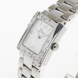 مملوكة مسبقًا Christian Dior White Stainless Steel Riva Womens Wristwatch 24.5MM