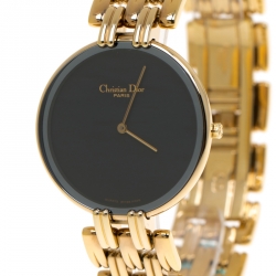 Christian Dior Black Gold Plated Bagheera Black Moon D47-154-4 Women's Wristwatch 32 mm