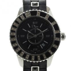 Pre Owned Dior Christal Black Sapphire Womens Wristwatch 28.5 MM