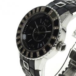Pre Owned Dior Christal Black Sapphire Womens Wristwatch 28.5 MM