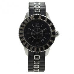 Pre Owned Dior Christal Black Sapphire Womens Wristwatch 28.5 MM