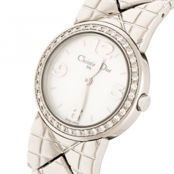 مملوكة مسبقًا  Christian Dior White Mother of Pearl Diamonds Chris Collection D86-101 Women's Wristwatch 24 mm