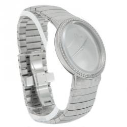 Dior Silver Stainless Steel La D De Dior Diamond Watch 38MM