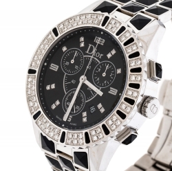 Dior Black Stainless Steel Diamonds Christal CD11431C Women's Wristwatch 38 mm