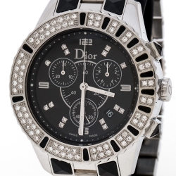 Dior Black Stainless Steel Diamonds Christal CD11431C Women's Wristwatch 38 mm