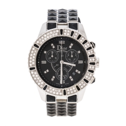 Dior Black Stainless Steel Diamonds Christal CD11431C Women's Wristwatch 38 mm
