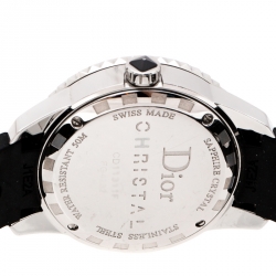 Pre Owned Dior Black Stainless Steel Christal CD11311FR001 Women's Wristwatch 33 mm