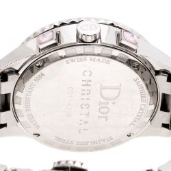 Pre Owned Dior Grey Stainless Steel Diamond Studded Pink Sapphire Stainless Steel Christal CD114315 Women's Wristwatch 39 mm