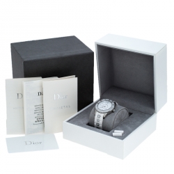 Dior White Stainless Steel Rubber Christal CD113111 Women's Wristwatch 33 mm