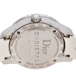 Dior White Stainless Steel Rubber Christal CD113111 Women's Wristwatch 33 mm