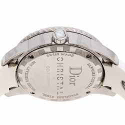 Dior White Stainless Steel Rubber Christal CD113111 Women's Wristwatch 33 mm