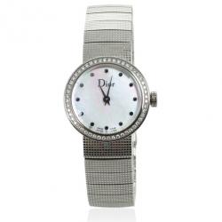 Pre Owned Christian Dior SS MOP Diamond Womens Wristwatch 23 MM
