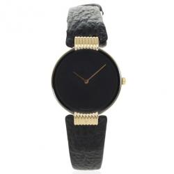 Pre Owned Christian Dior Black Moon Gold Plated Leather Womens Wristwatch 25 MM