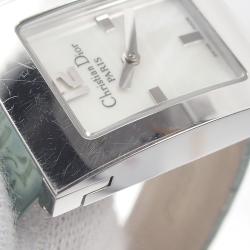 Pre Owned Dior White Stainless Steel Oblique Malice Women's Wristwatch 25 x 19 MM 