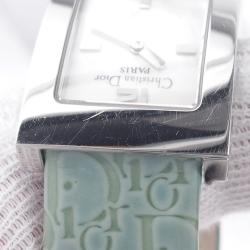 Pre Owned Dior White Stainless Steel Oblique Malice Women's Wristwatch 25 x 19 MM 