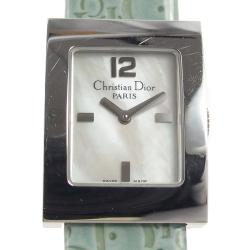 Pre Owned Dior White Stainless Steel Oblique Malice Women's Wristwatch 25 x 19 MM 