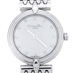 Pre Owned Dior White Stainless Steel D68-100 Women's Wristwatch 25 mm