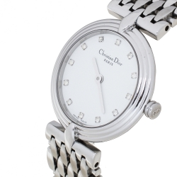 Pre Owned Dior White Stainless Steel D68-100 Women's Wristwatch 25 mm
