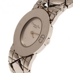 Pre Owned Dior Silver Stainless Steel Lady Dior D90-100 Women's Wristwatch 21MM