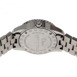 Pre Owned Dior White Stainless Steel Christal Women's Wristwatch 27MM
