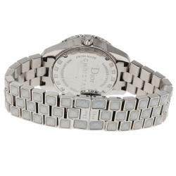 Pre Owned Dior White Stainless Steel Christal Women's Wristwatch 27MM