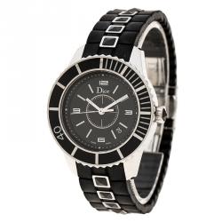 Pre Owned Dior Black Stainless Steel Christal Women's Wristwatch 33MM