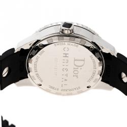Pre Owned Dior Black Stainless Steel Christal Women's Wristwatch 33MM